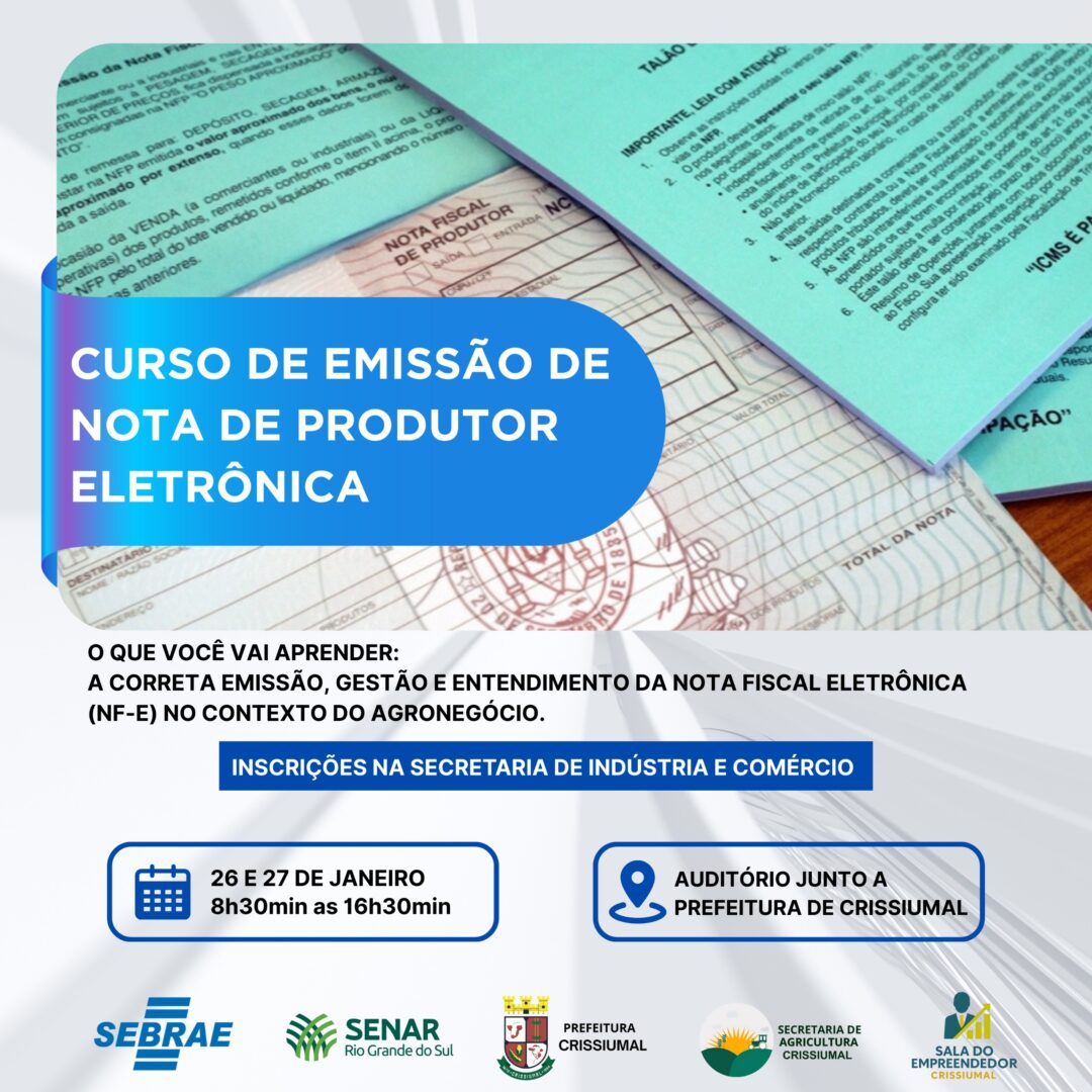 Crissiumal Disponibiliza Curso de Emissão de Nota de Produtor Eletrônica