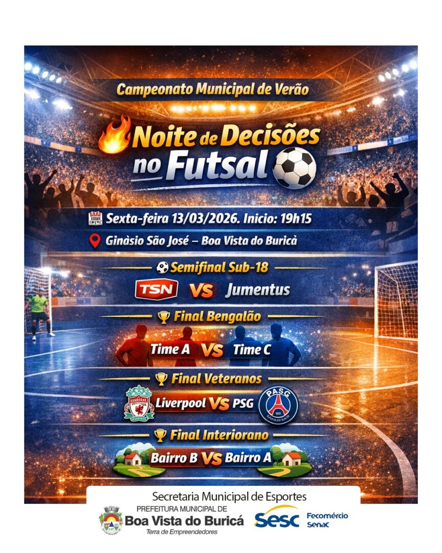 Noite de decisões no Campeonato Municipal de Verão de Futsal de Boa Vista do Buricá