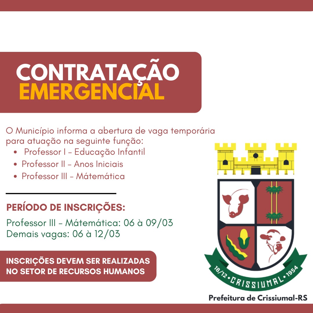 📣 Oportunidade na área da Educação em Crissiumal