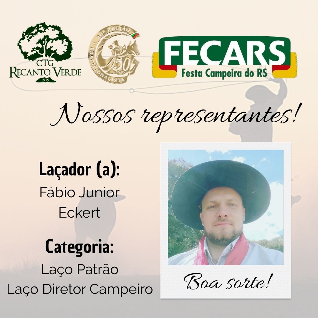 CTG Recanto Verde representa Boa Vista do Buricá na 36ª FECARS neste fim de semana