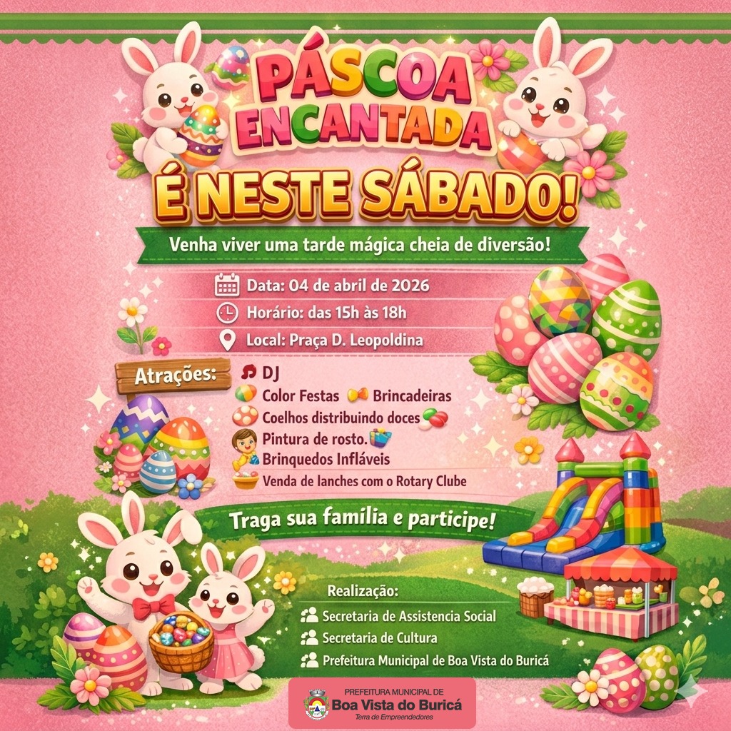 “Páscoa Encantada” promete tarde especial para famílias em Boa Vista do Buricá