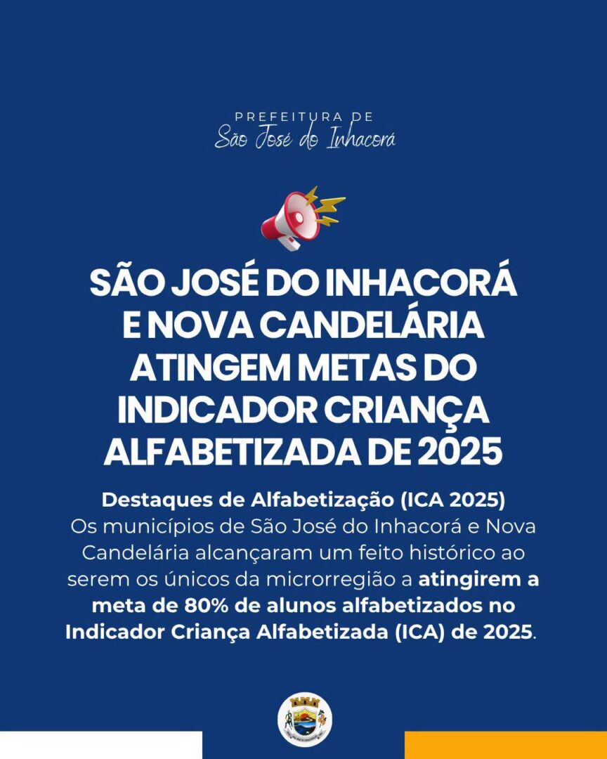 SÃO JOSÉ DO INHACORÁ E NOVA CANDELÁRIA ATINGEM METAS DO INDICADOR CRIANÇA ALFABETIZADA DE 2025