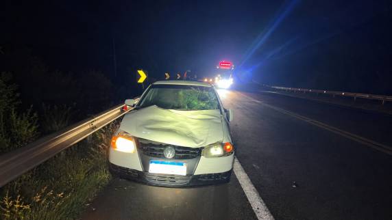 MOTORISTA FICA FERIDO APÓS ATROPELAR BOVINO NO ANEL VIÁRIO DE HORIZONTINA