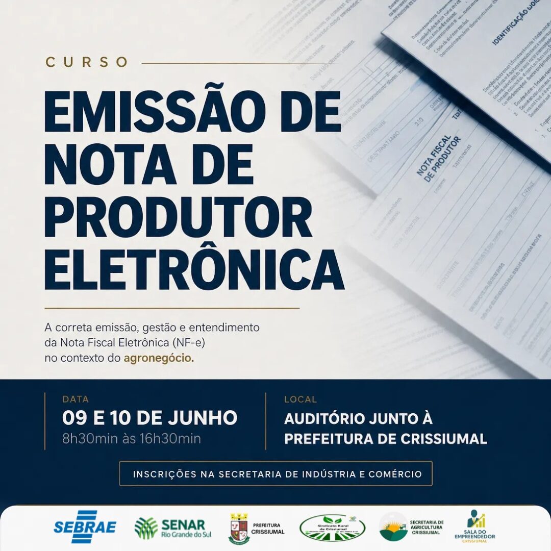 📘 Prefeitura de Crissiumal disponibiliza Curso de Emissão de Nota de Produtor Eletrônica