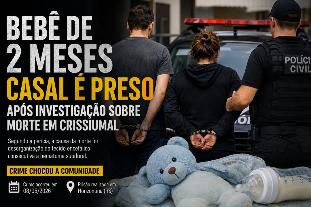 Bebê de apenas 2 meses: casal é preso após conclusão de investigação sobre morte em Crissiumal